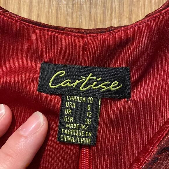 CARTISE Women’s Deep Red Black  Floral Sleeveless Top (Size 10/8) - Picture 5 of 10